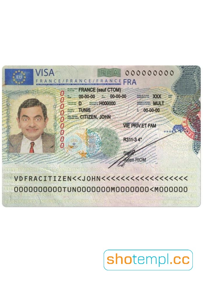 France Visa Fully Editable PSD Template